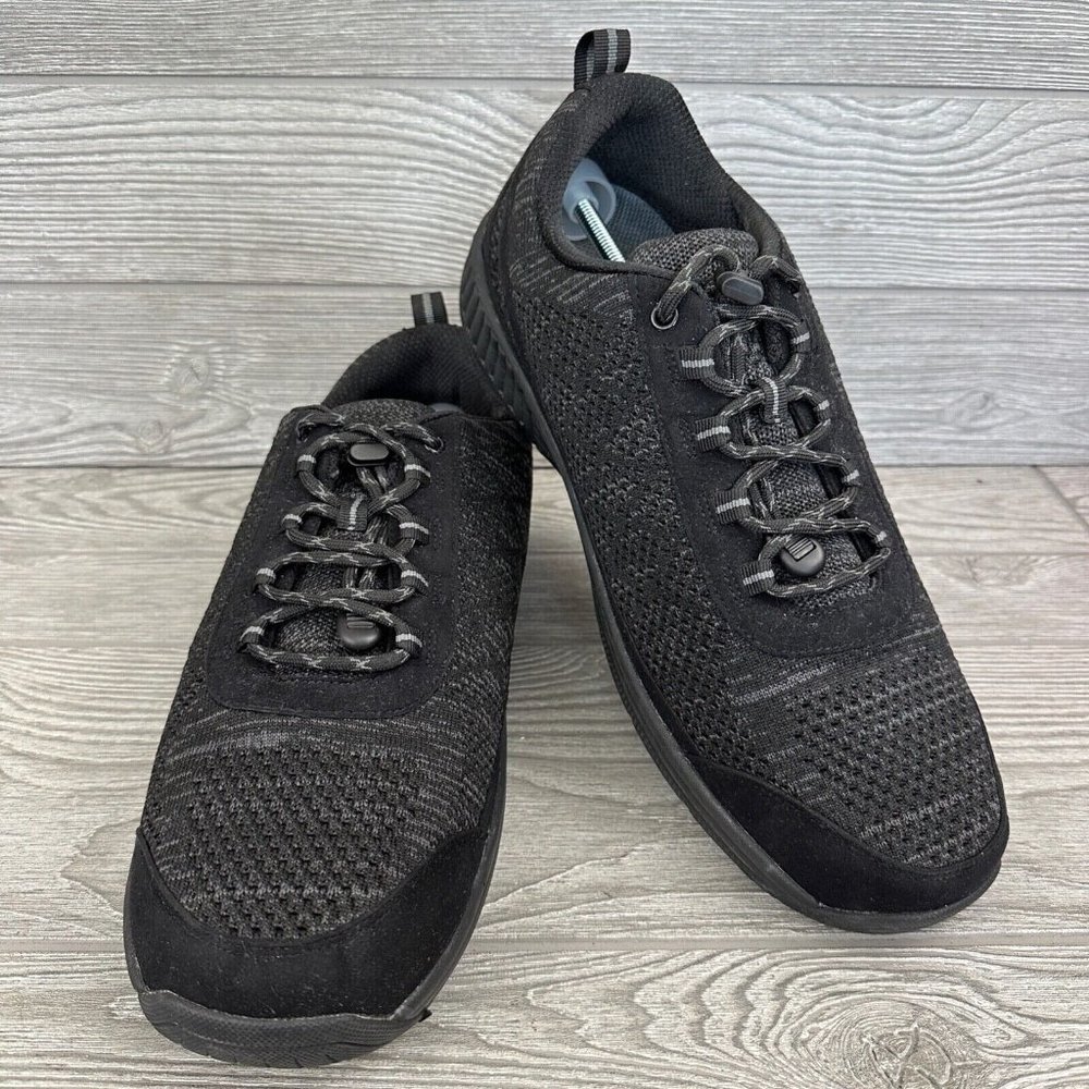Orthofeet 633 Black Knit Men 14EE Wide Comfort Sneaker Walking Shoes 071-1426